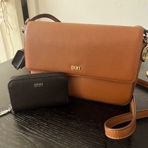 DKNY brown crossover bag includes mini wallet